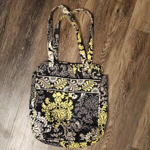 Vera Bradley shoulder bag purse, Black/Yellow floral. inside zip pocket Fair Con